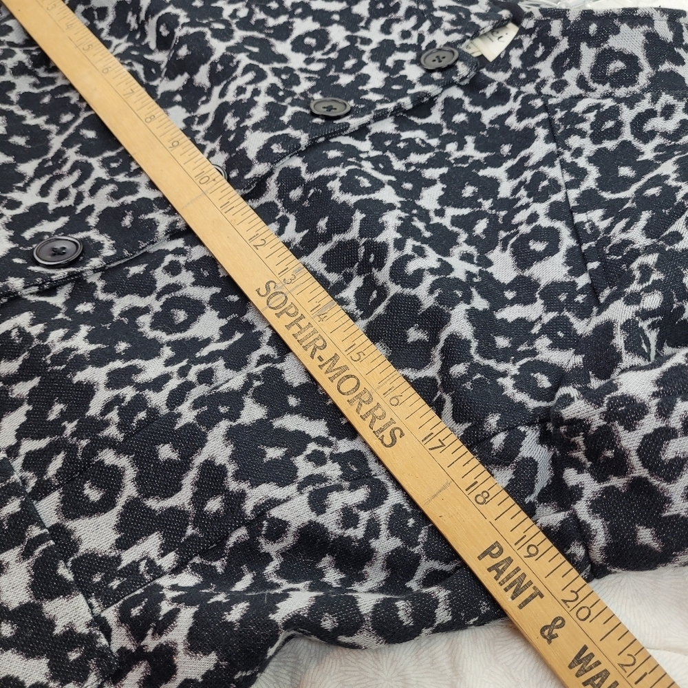 eci New York black and grey leopard print cropped lady jacket mandarin collar 10 - Picture 8 of 13